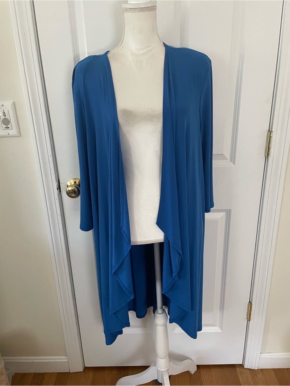 R&M Richards Cobalt Blue Draped Open-Front Cardigan